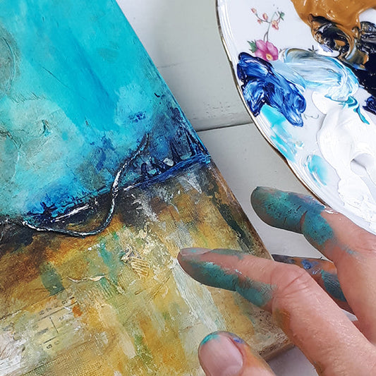 Cursus Mixed Media Atelier (4 lessen) Siona Snel abstracte kunst, illustraties en worskhops
