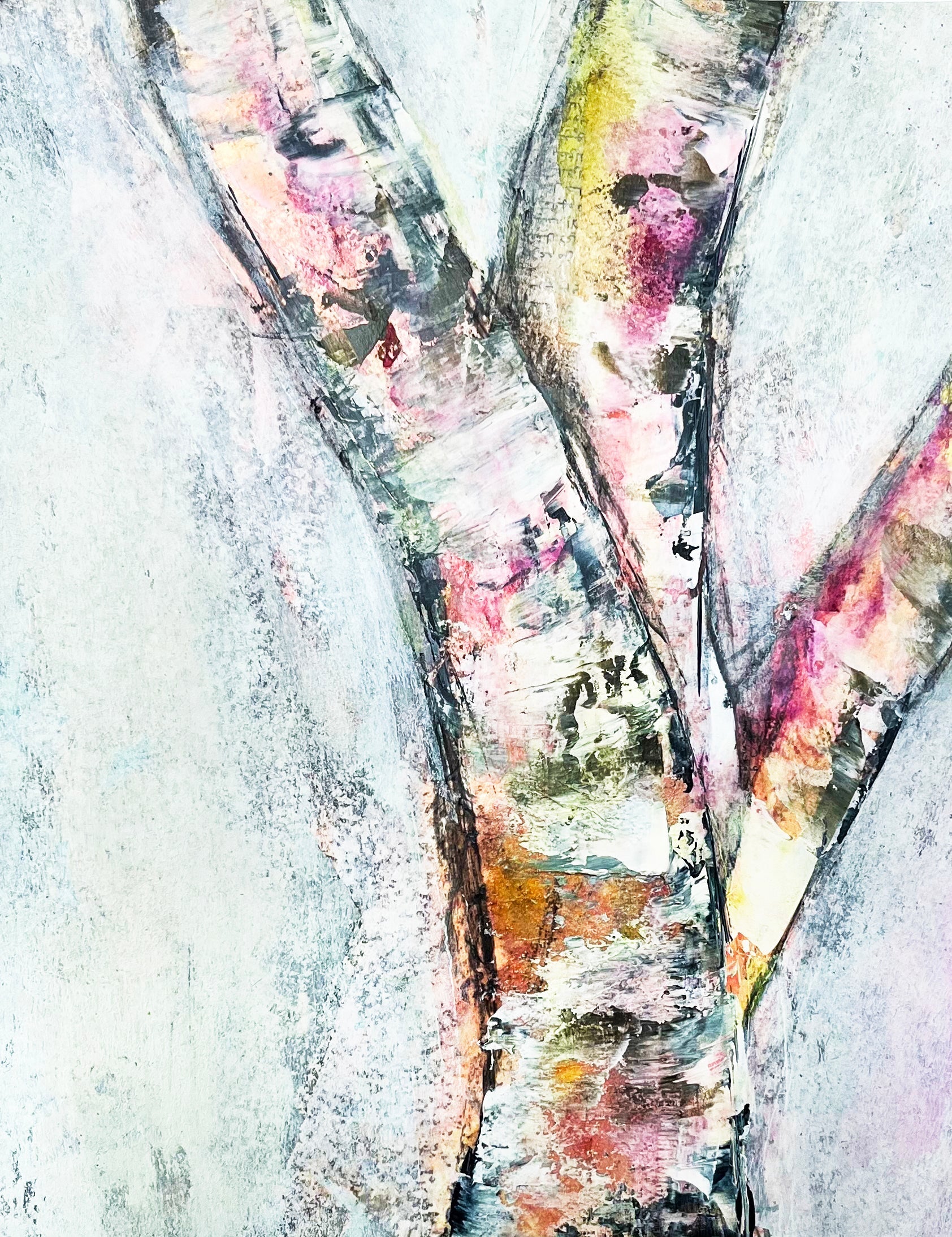 Mixed media workshop Kleurrijken berken sionasnel.com