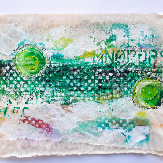 Siona Snel - Mixed Media cursus schildertechnieken - loslaten op textiel - vk